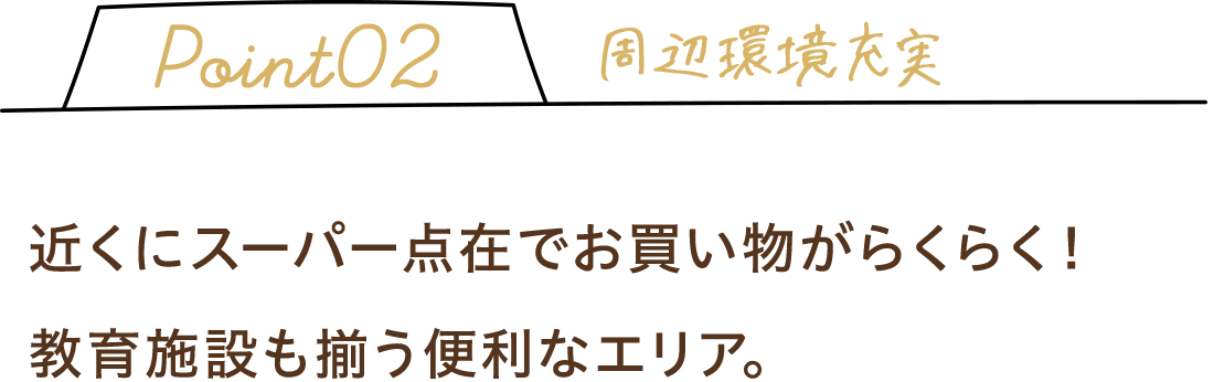 近くにスーパー点在でお買い物がらくらく！教育施設も揃う便利なエリア。