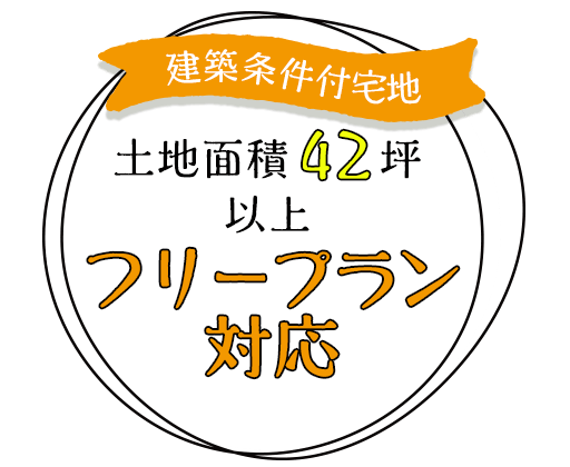 建築条件付宅地　土地面積42坪以上　フリープラン対応